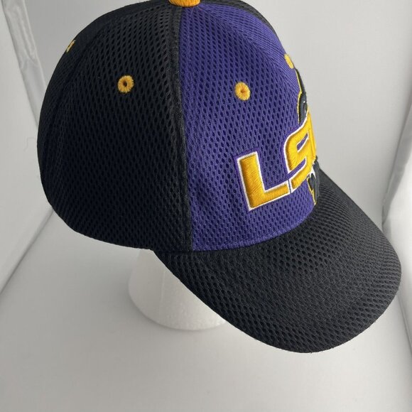 LSU Tigers Adjustable Hat Men's Sports Cap Black Purple with Tiger Logo Mesh - Picture 3 of 5